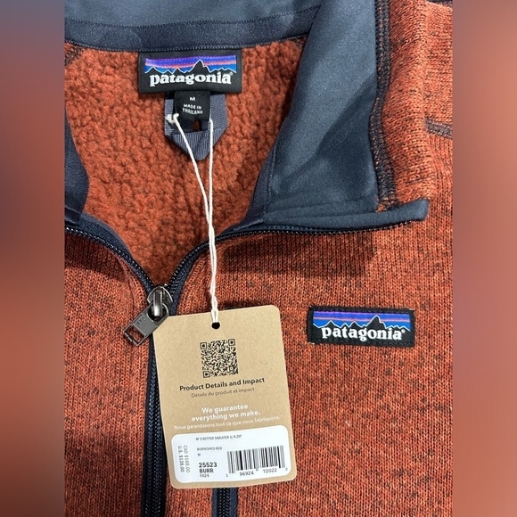 Patagonia Men's Medium Better Sweater 1/4 Zip Pullover Burnished Red NWT Jacket - Picture 4 of 9